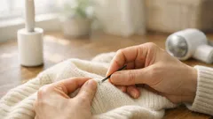 ニットの引っかけ糸は切らないで、ヘアピン1本で目立たなく戻す方法