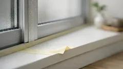 入居前にマスキングテープを貼るだけで掃除がラクに、窓サッシと巾木の汚れ予防2か所