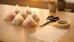 セリアのトレーシングペーパーで簡単テトラ型ラッピング、配り菓子がきちんと見える