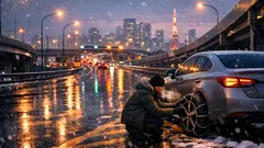 都心で雪予報の朝に確認したい、ノーマルタイヤの反則金と滑り止めルール