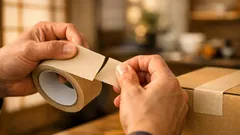 布テープの端がほつれないちぎり方はこれ、ねじって半分→平行に引くだけ