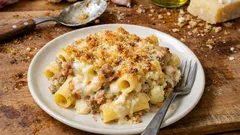 カリフラワーとサルシッチャのパスタ・アル・フォルノ:表面カリッ、中はとろっと仕上げるオーブン焼き